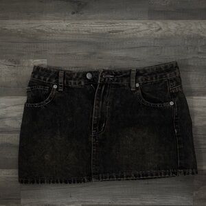 La Hearts Dark Wash Mini Skirt